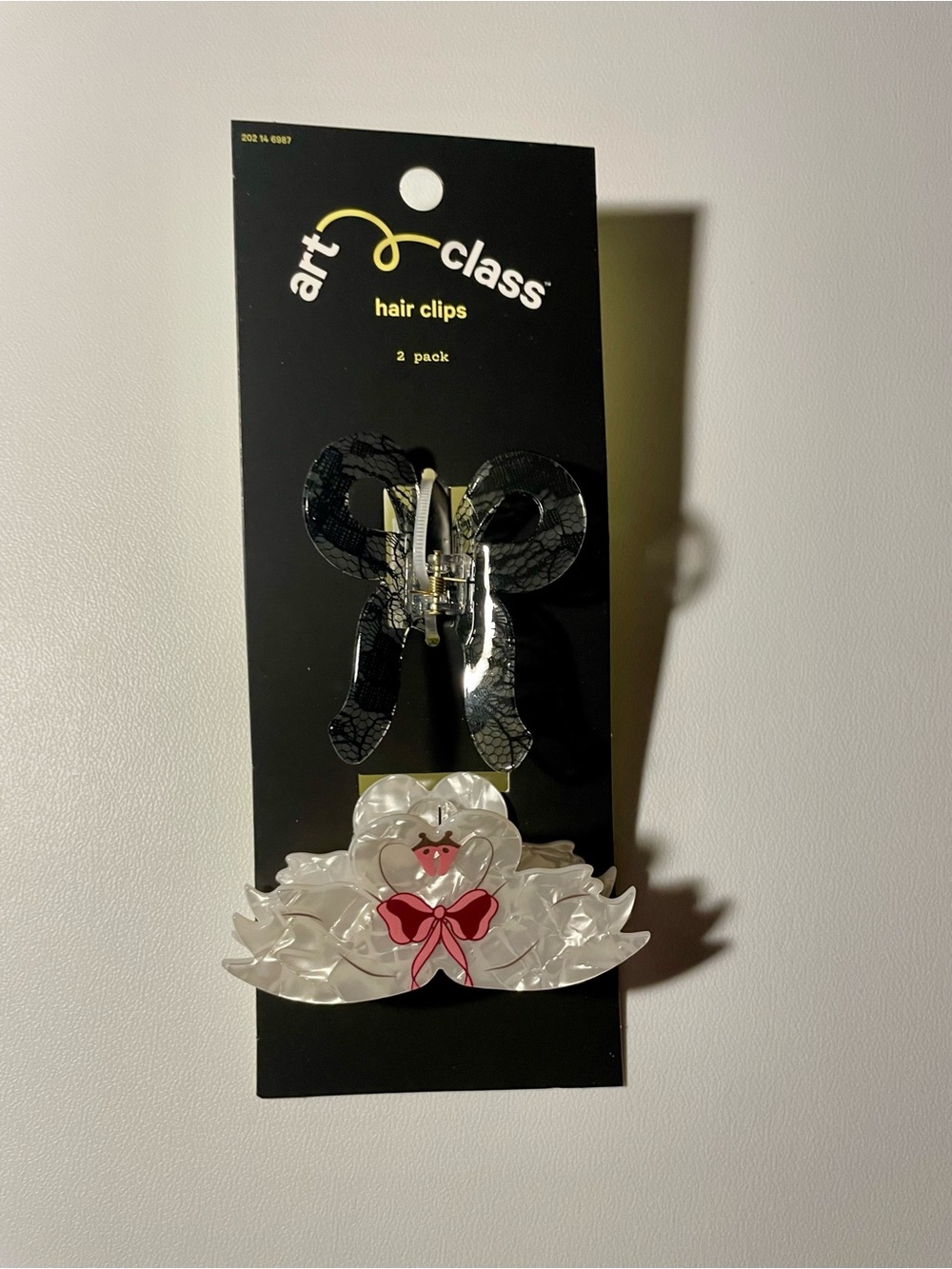 art class Kids' Black Lace Bow & Pearl Swan Hair Clips - 2 Pack NWT Classy
